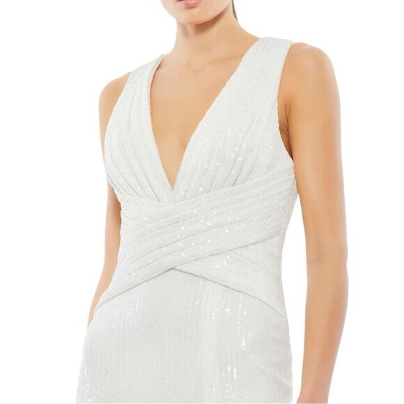 MAC DUGGAL Ieena by Mac Duggal Women’s V-Neck Sequined Wrap Waist Gown Size 4 - Picture 7 of 12